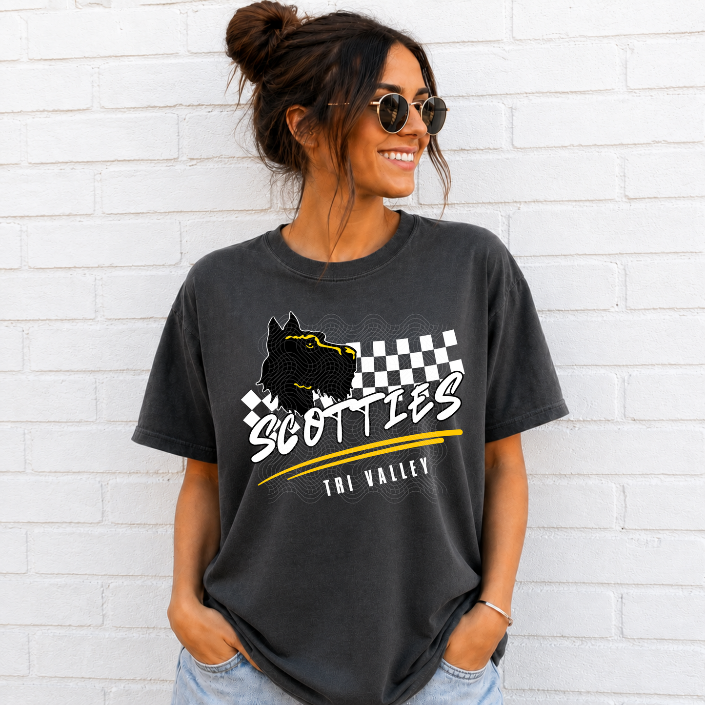 Scotties Checkered Mascot ADULT - Tshirt or Sweatshirt