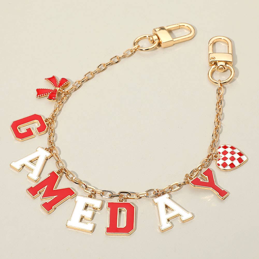 GAME DAY Bag Chain Charm: Gold,Red,White