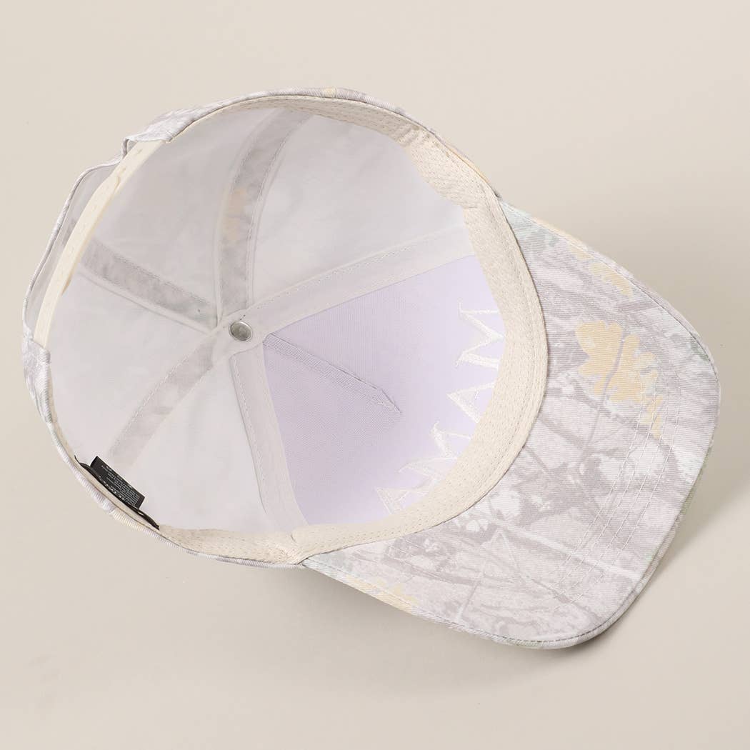 MAMA Letter Embroidery Nature Camo Trucker Hat: BEIGE CAMO