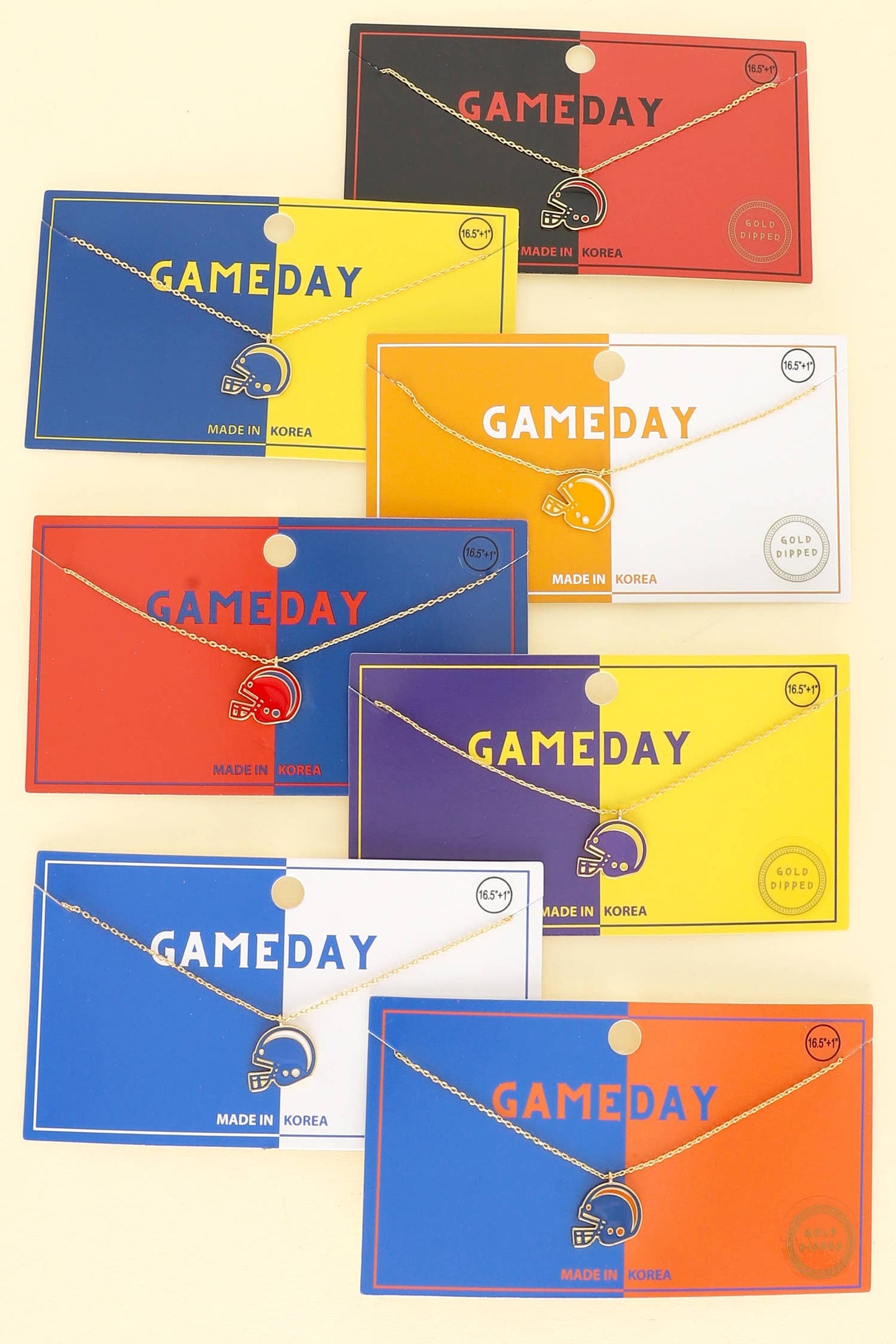 Game Day Football Helmet Gold Plated Necklace : Burgundy & White