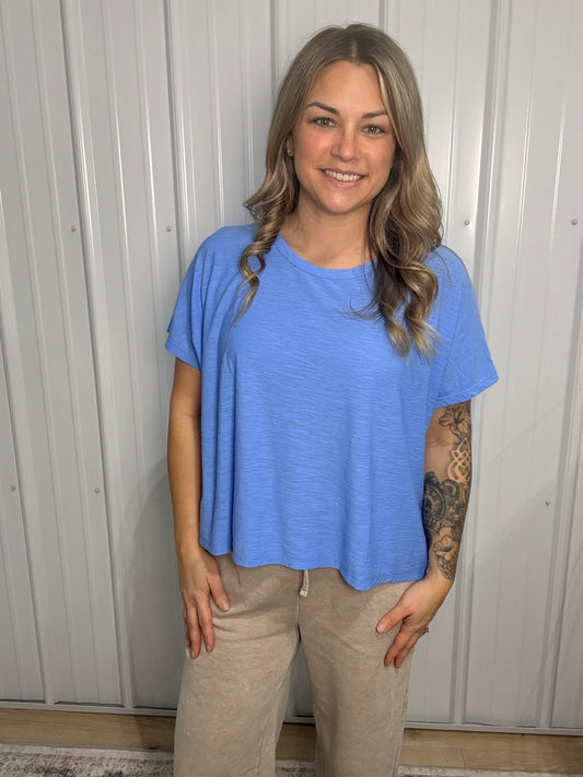 Slub box tee - Cornflower Blue