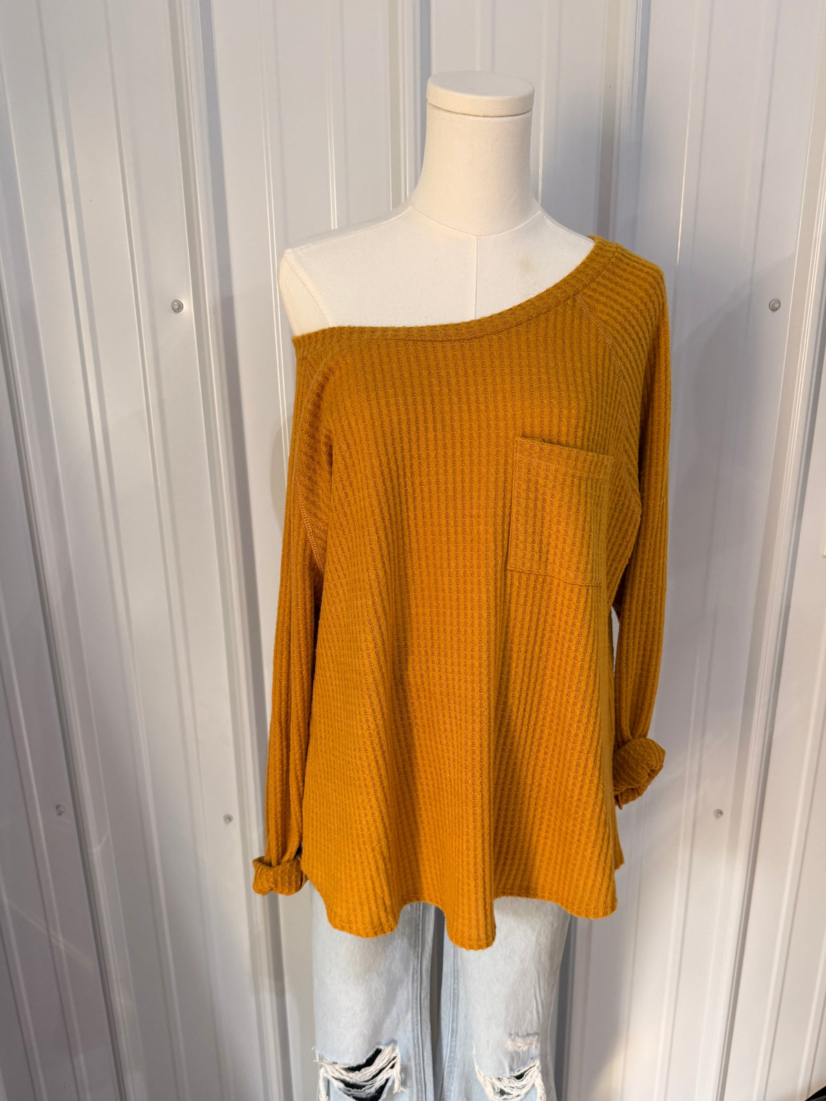 Mustard waffle knit
