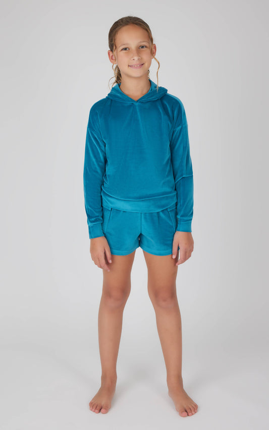Tween Girls Velour Hoodie and Cargo Shorts - 2 PC SET