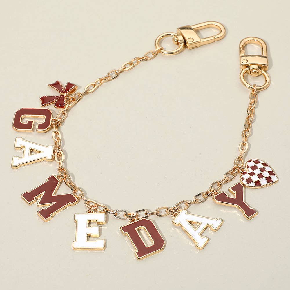 GAME DAY Bag Chain Charm: Burgundy,Gold,White