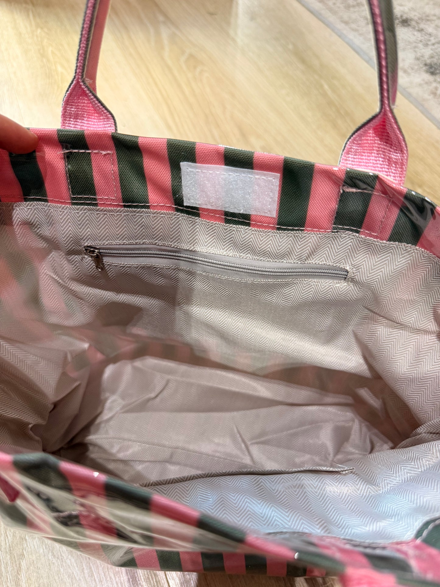 Vinyl Large Tote Bag - Green/Pink