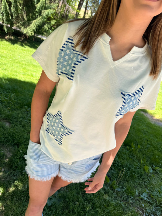 Patriot Star Patched Mineral Washed Tee