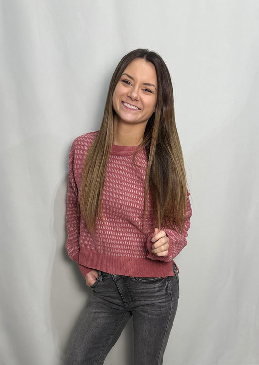 Mauve Two Tone Knit Sweater
