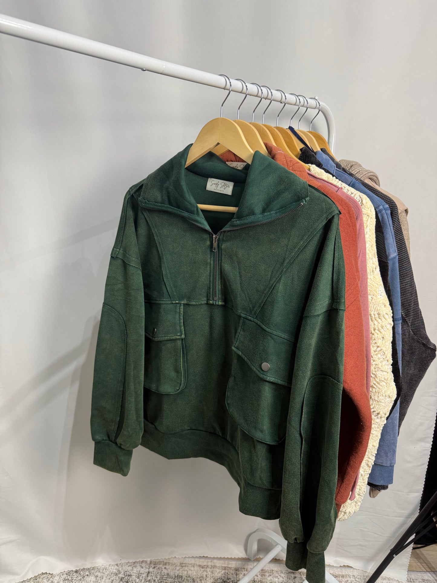 Hunter Mineral Wash Scuba Half Zip - Loose fit