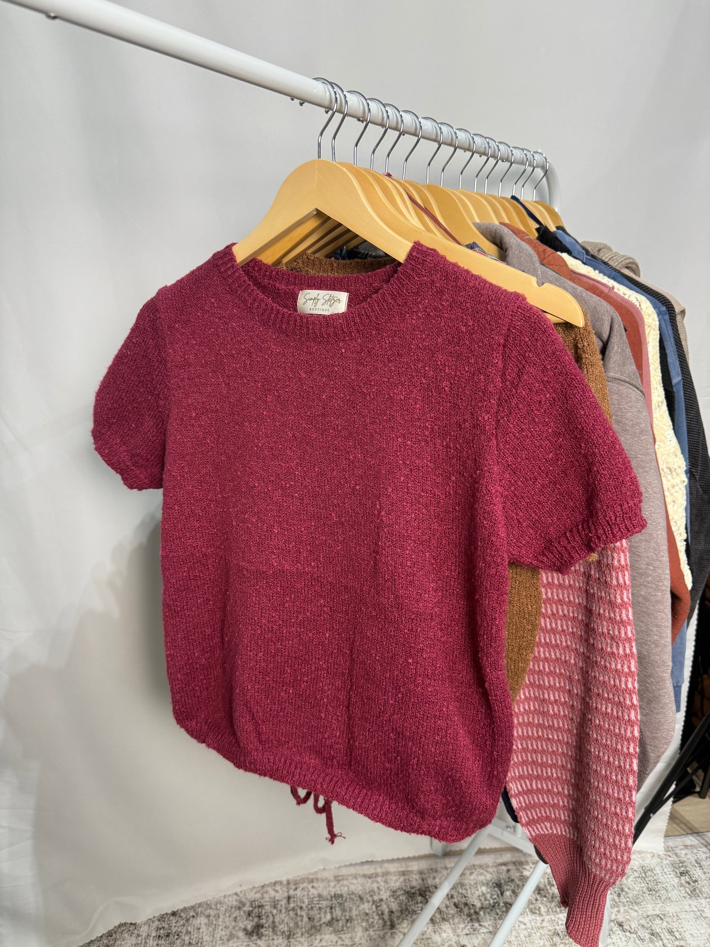Burgundy Cozy Knit Sweater Set - Ankle style pant