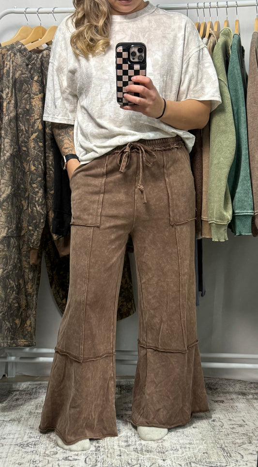 Mineral Wash Terry Pant - Brown