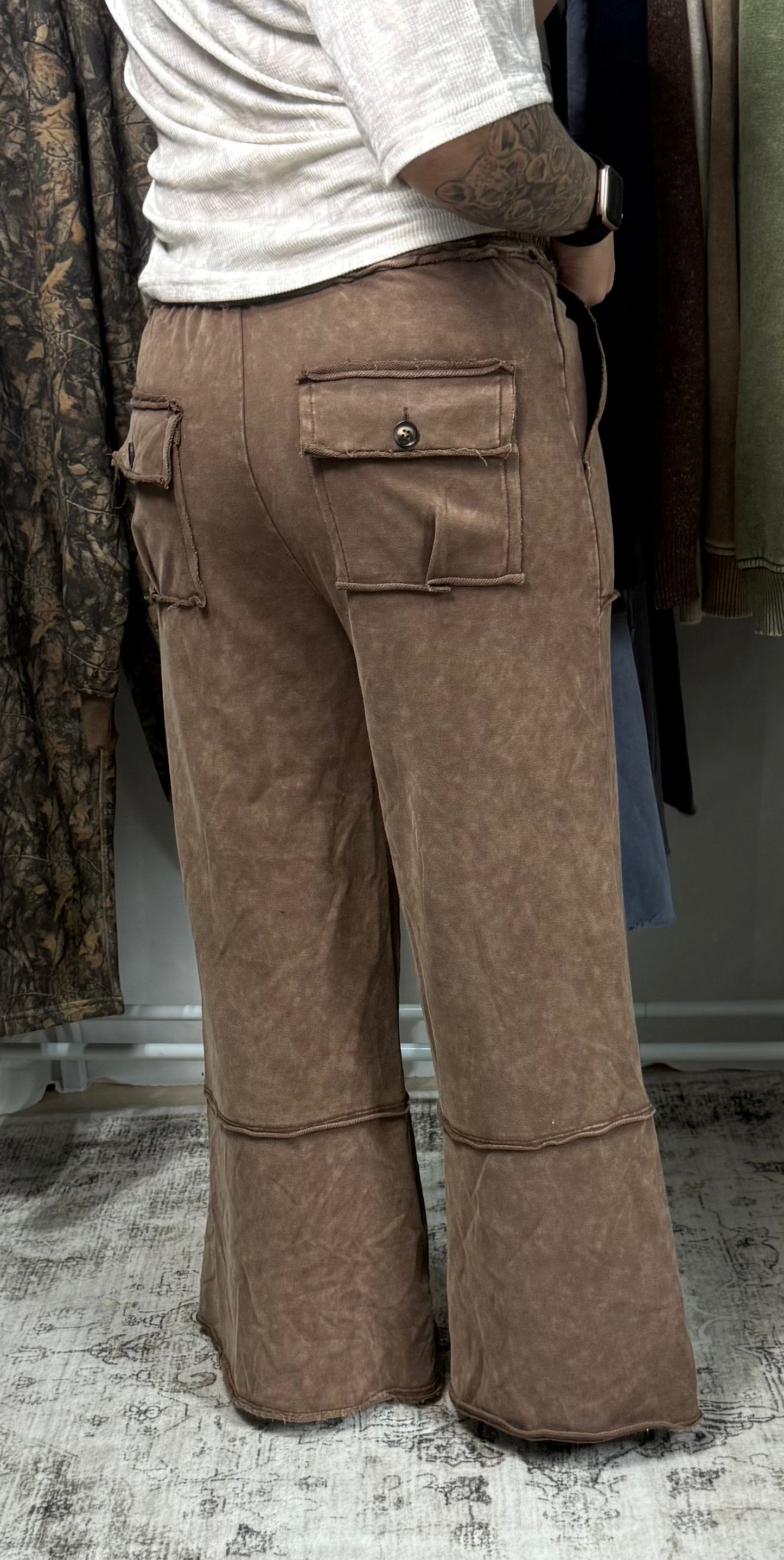 Mineral Wash Terry Pant - Brown