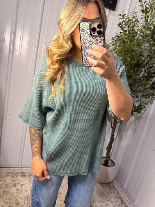 Coastal Comfort Waffle-Knit Top