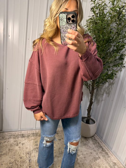 Merlot Mineral-Wash Top