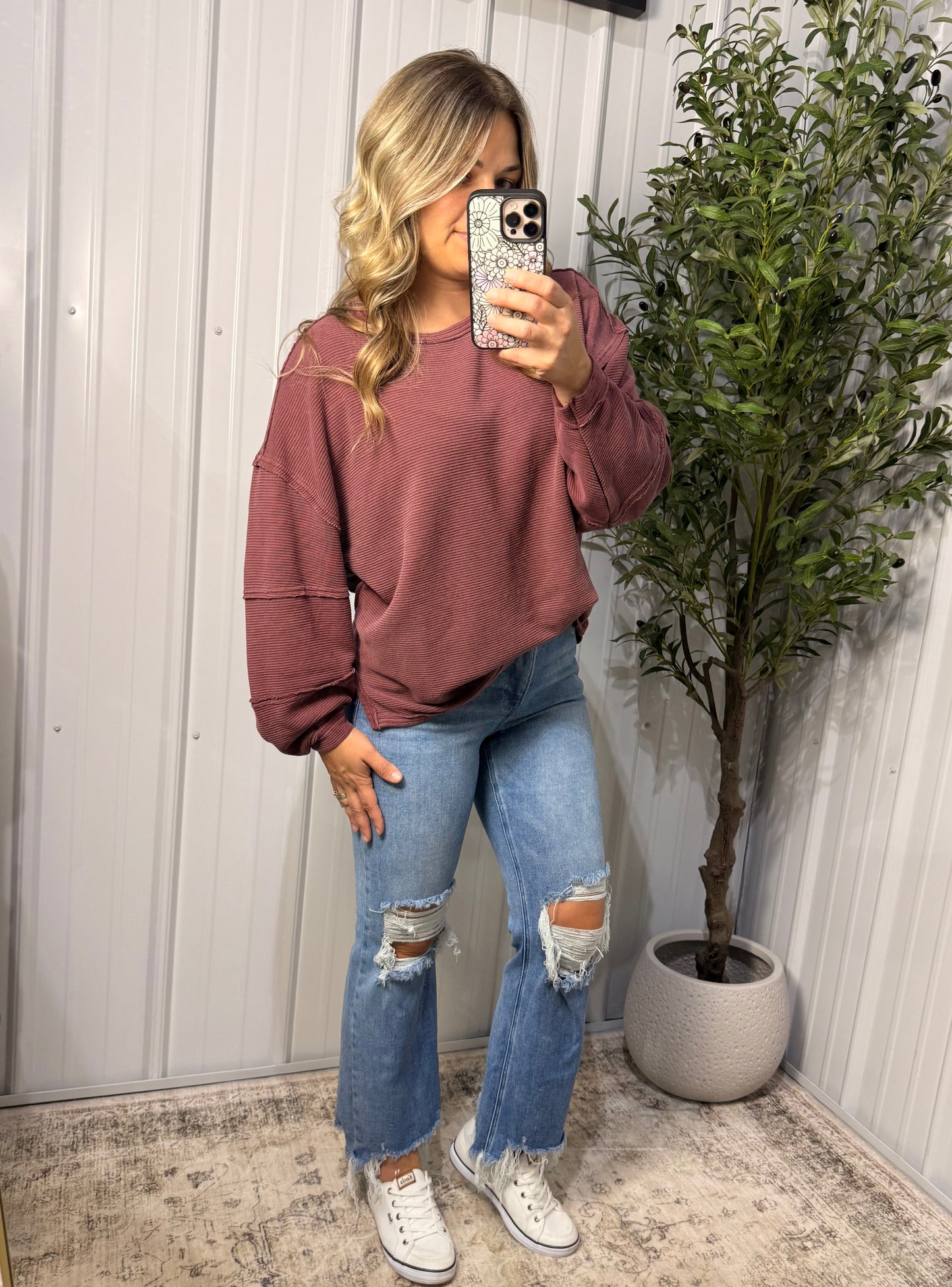 Merlot Mineral-Wash Top