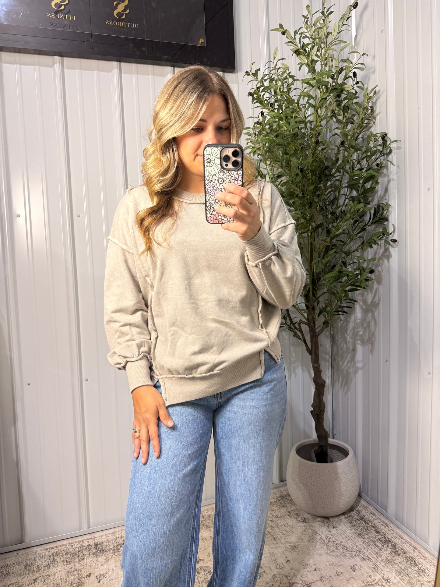 Ash Mocha Mornings Terry Lightweight Pullover