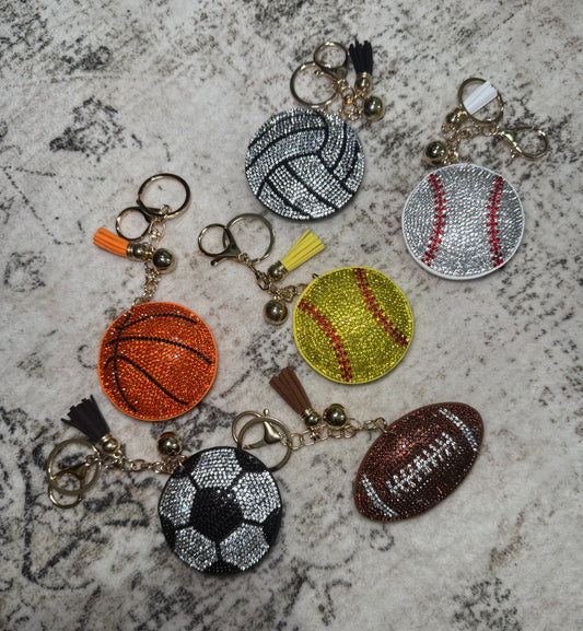 Bling Softball Tassel Keychain