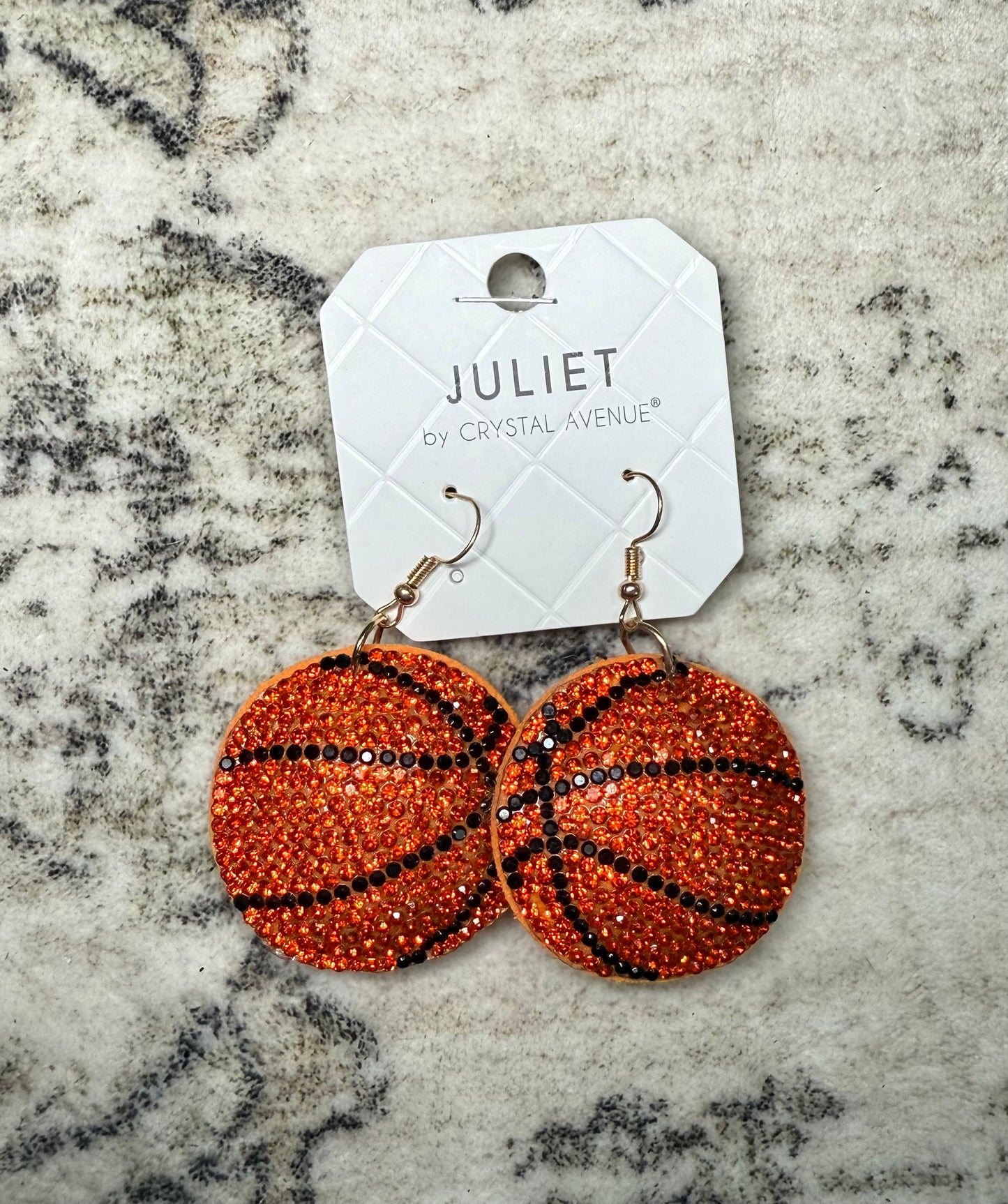 Gameday Rhinestone Pave Basketball Earrings: Orange