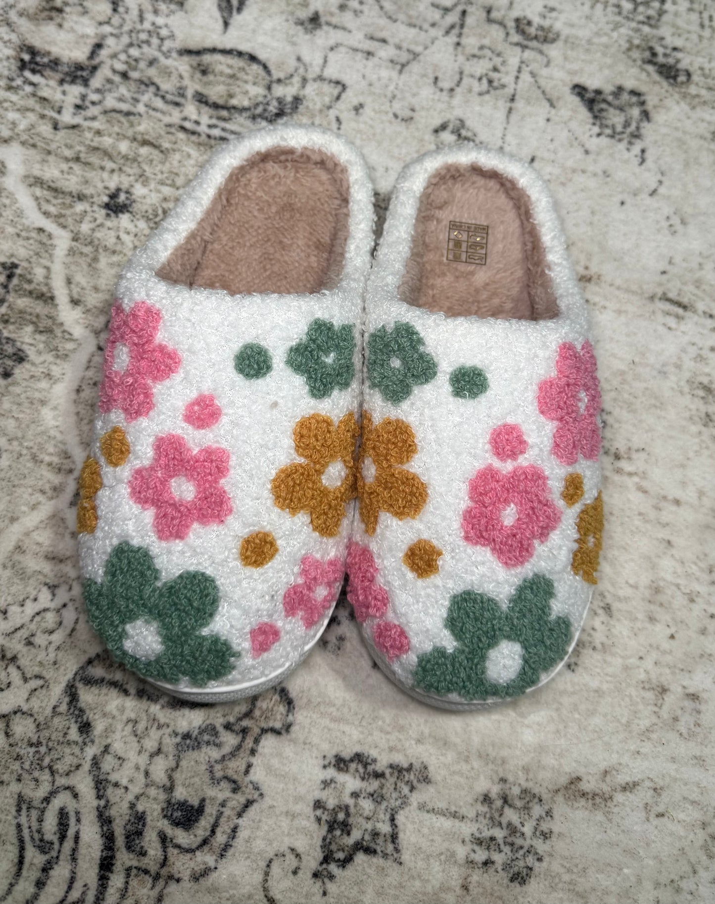 Floral Plush Slippers