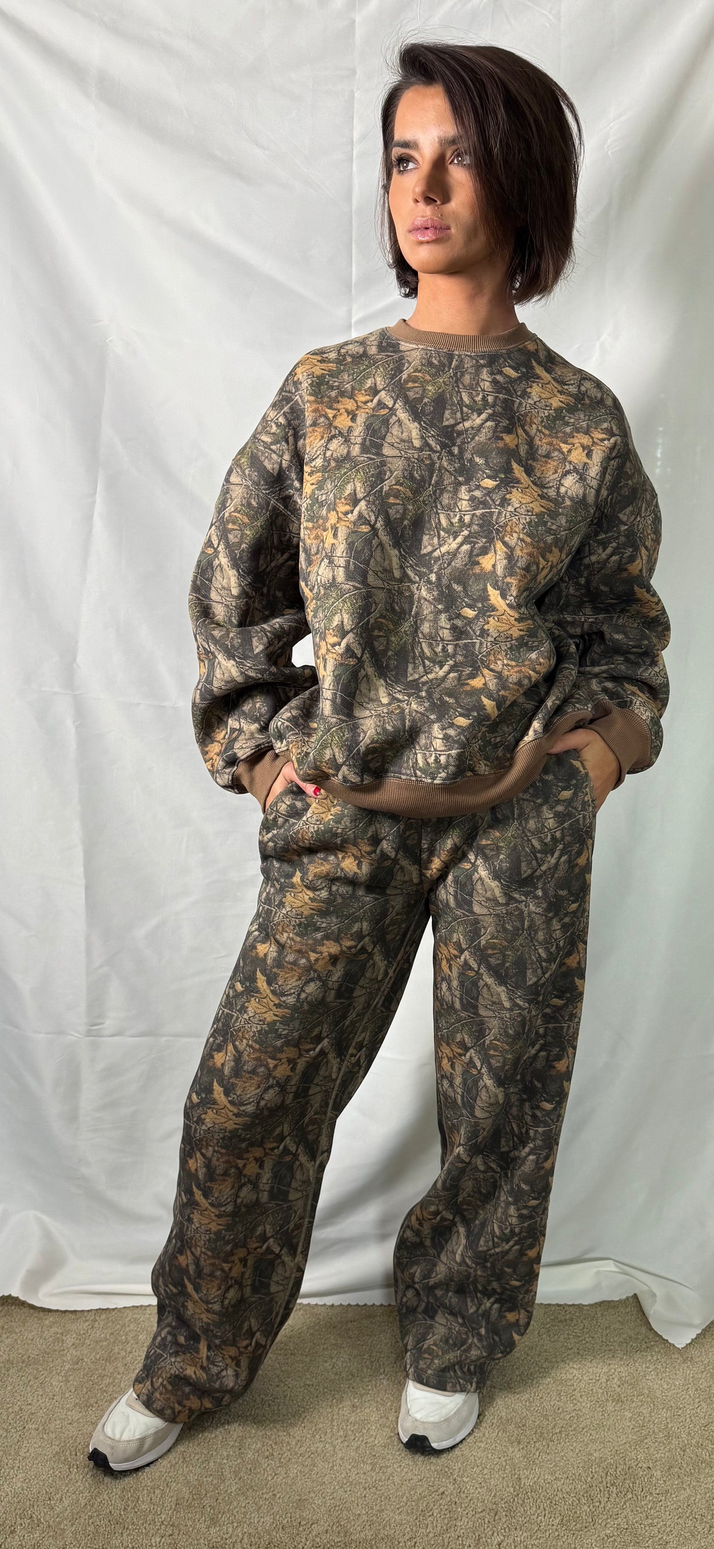 Bayou Dark Woodland Camo Fleece Wide Leg Pant
