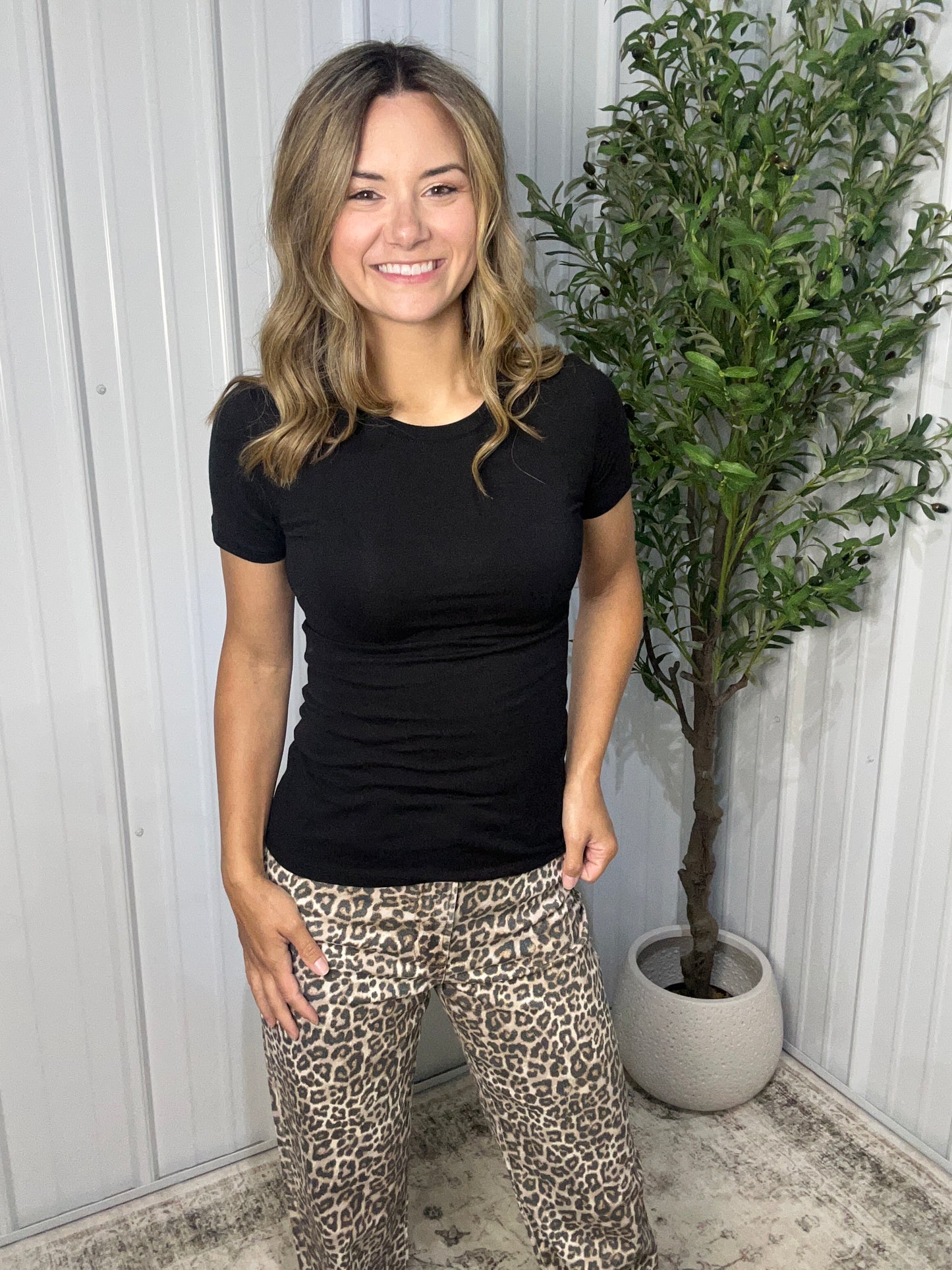 Cotton Spandex Jersey Top - BLACK