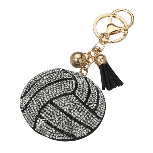 Bling Volleyball Tassel Keychain