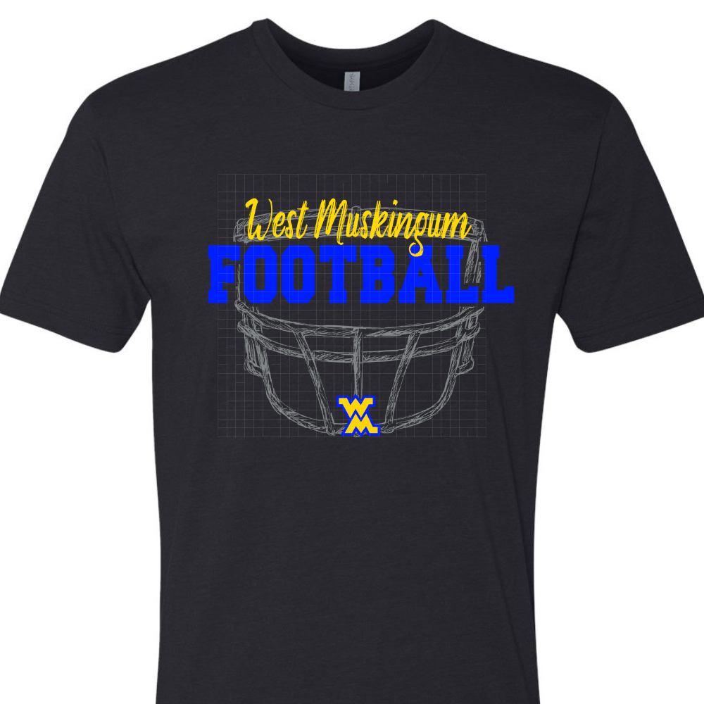 ADULT WM Football Helmet Logo - Black T-shirt