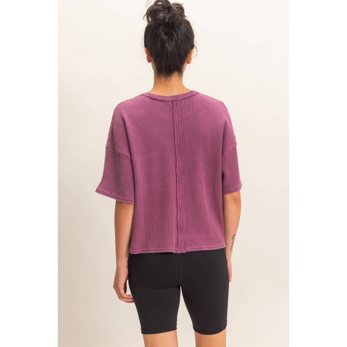 Vintage Berry Waffle-Knit Top