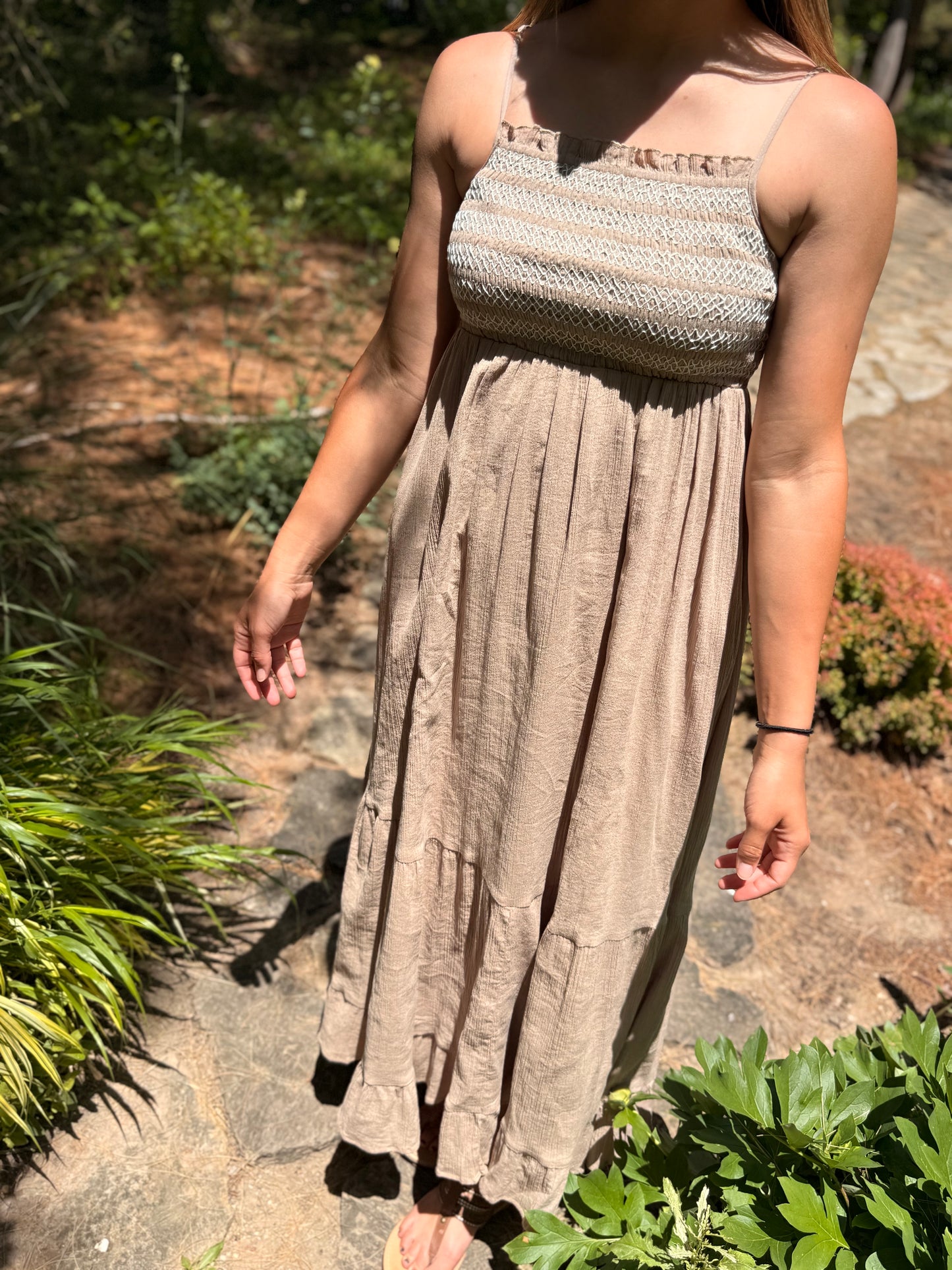 SMOCKED MAXI DRESS