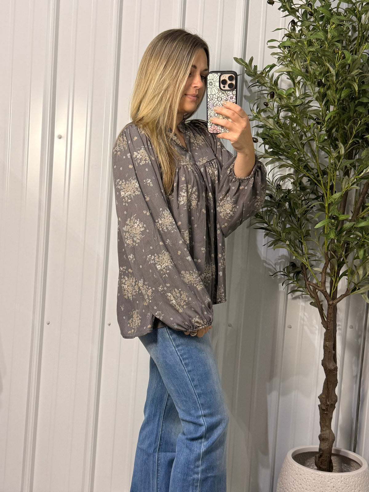 Floral Notch Neck Woven Blouse