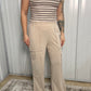 Mineral Wash Wide Leg Cargo Pant - Dark Taupe