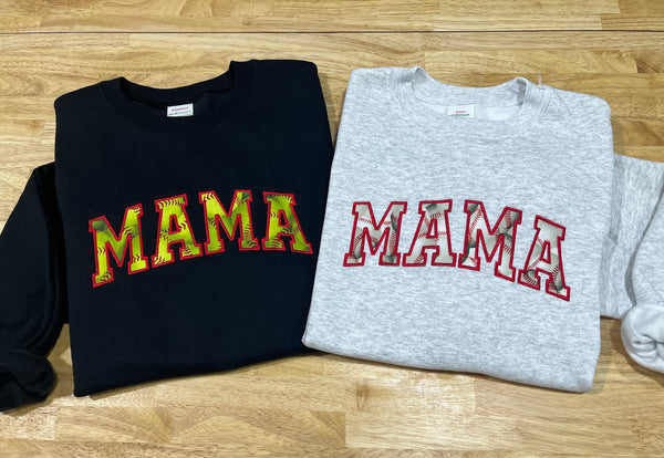 Embroidered Baseball MAMA - Sweatshirt or Tshirt