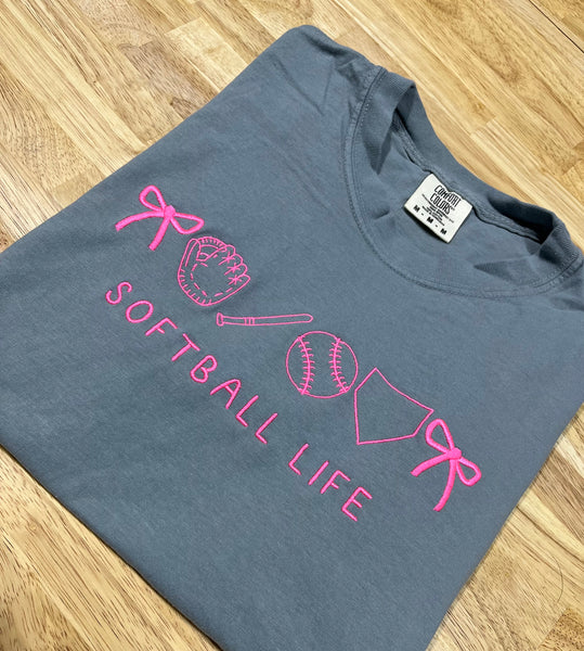 Embroidery - Softball Life - ADULT CC T-shirt