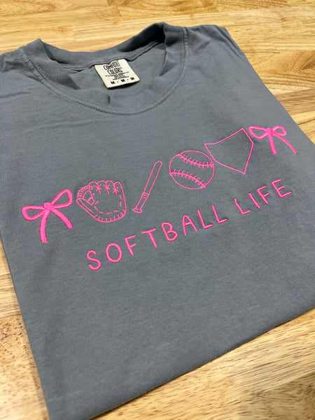 Embroidery - Softball Life - ADULT CC T-shirt