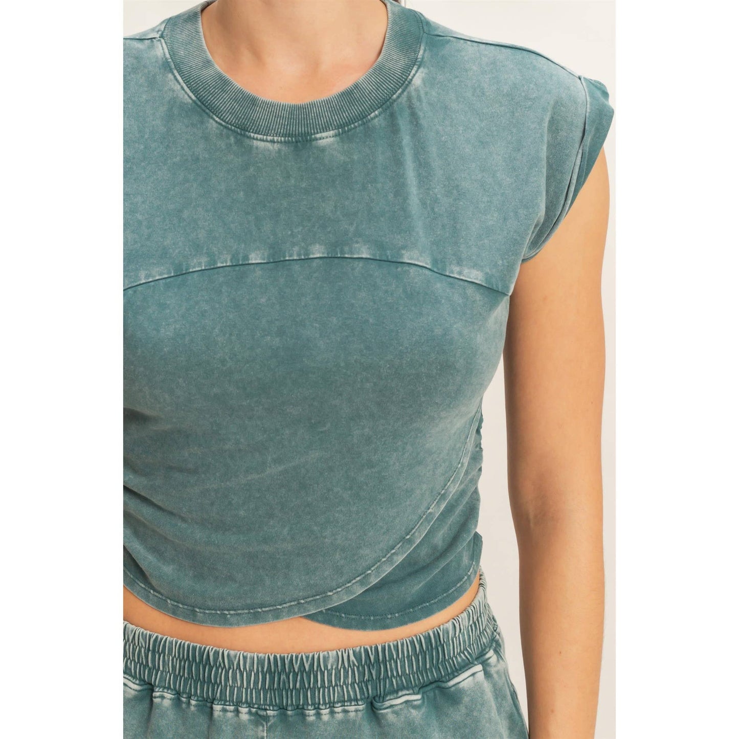 Wrap-Front Crop Top And Jogger Set