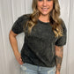 Ash Black Acid Wash Round Neck Tee