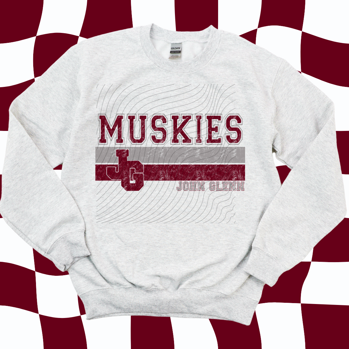 Pre Order - MUSKIES GREY. Adult & Youth. 3 shirt options. (grey/maroon design)