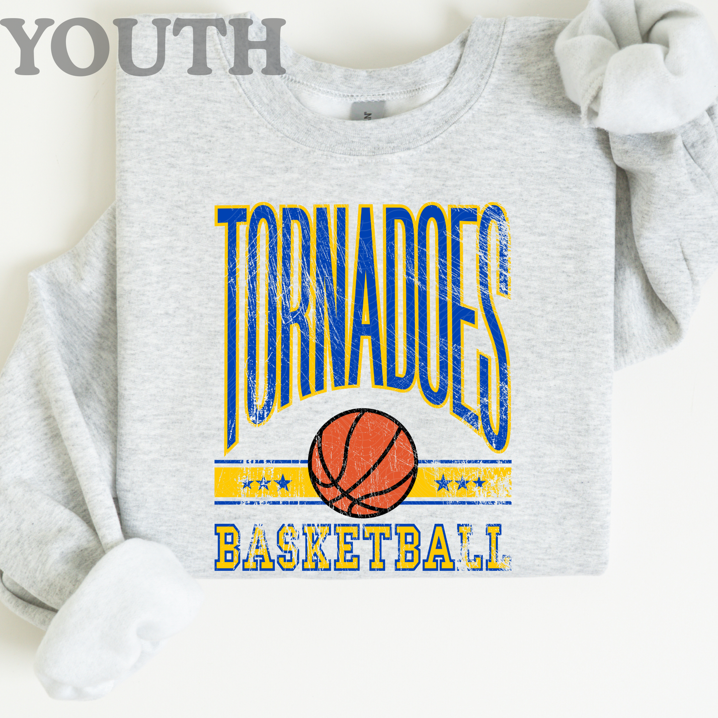 Tornadoes Distressed Basketball on Ash YOUTH
