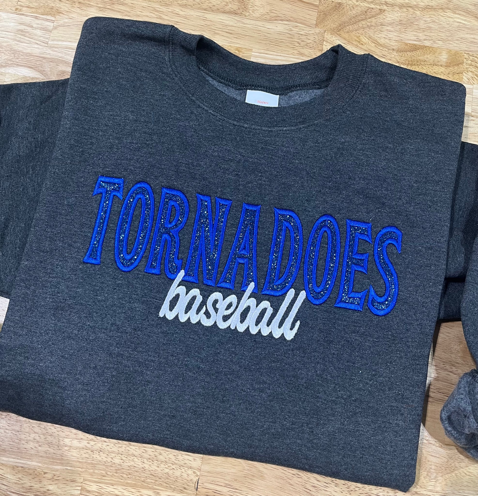 Embroidery - Custom Mascot w/sport, HTV Glitter - YOUTH Sweatshirt or T-shirt