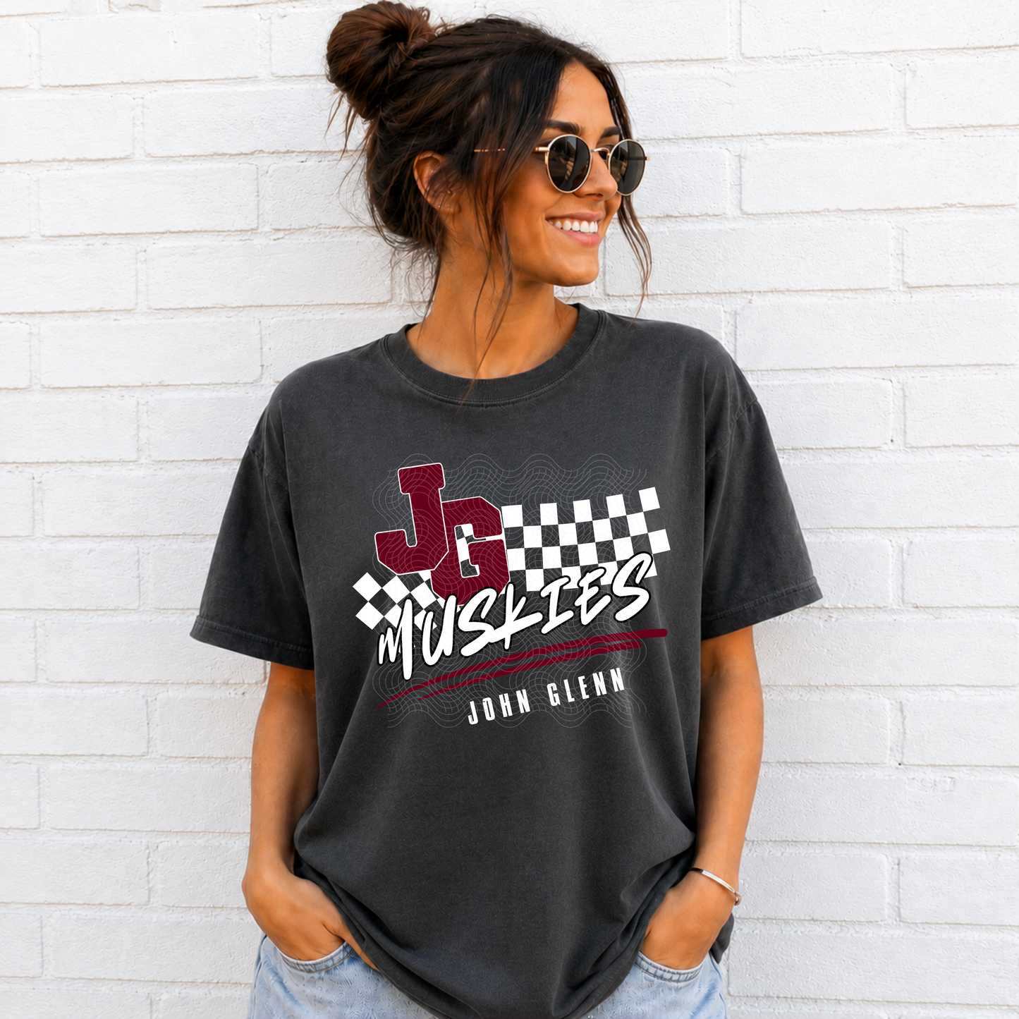 Muskies Checkered Mascot ADULT - Tshirt or Sweatshirt