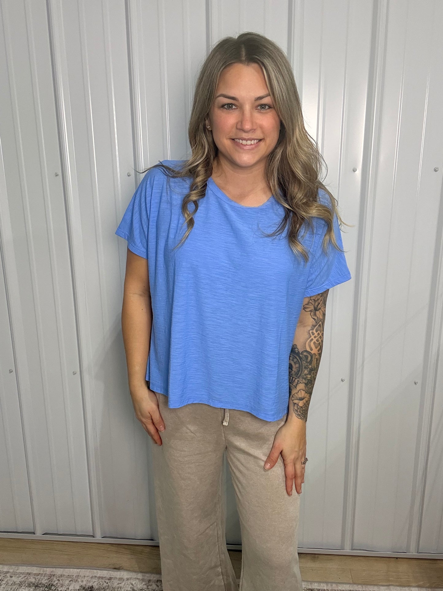 Slub box tee - Cornflower Blue