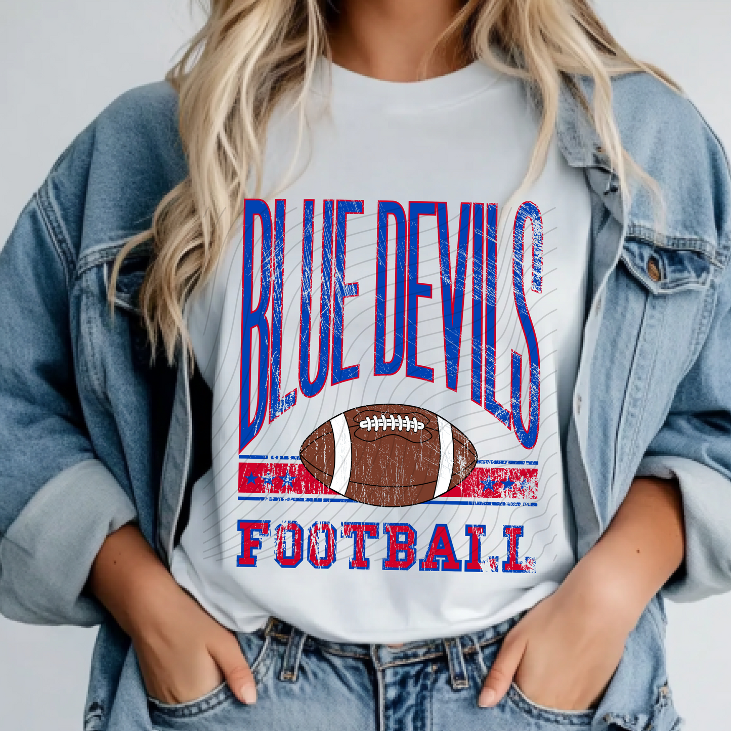 Blue Devils Football Distressed design - 3 shirt options