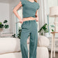 Wrap-Front Crop Top And Jogger Set