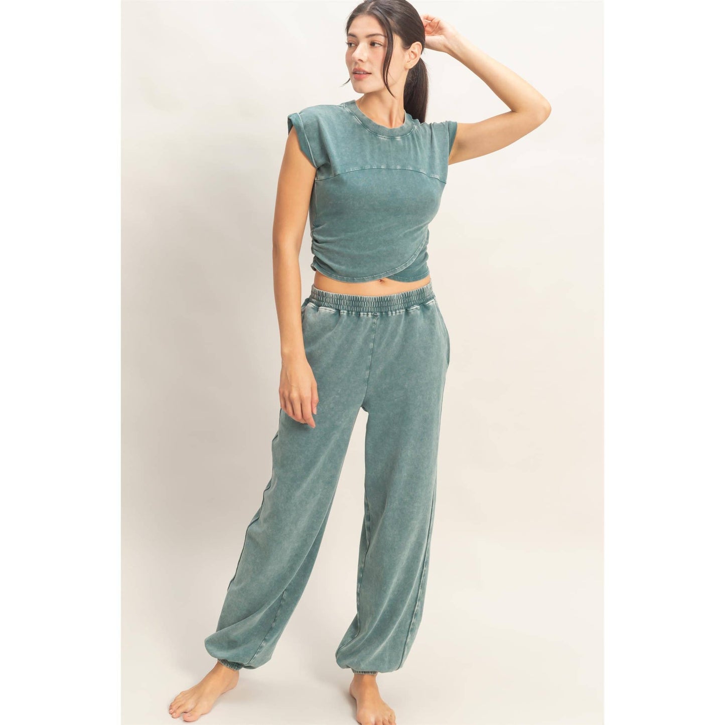 Wrap-Front Crop Top And Jogger Set