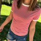 Red Striped Banded Tee