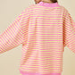 Striped Mock Neck Terry - Lemon/Pink