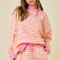 Striped Mock Neck Terry - Lemon/Pink