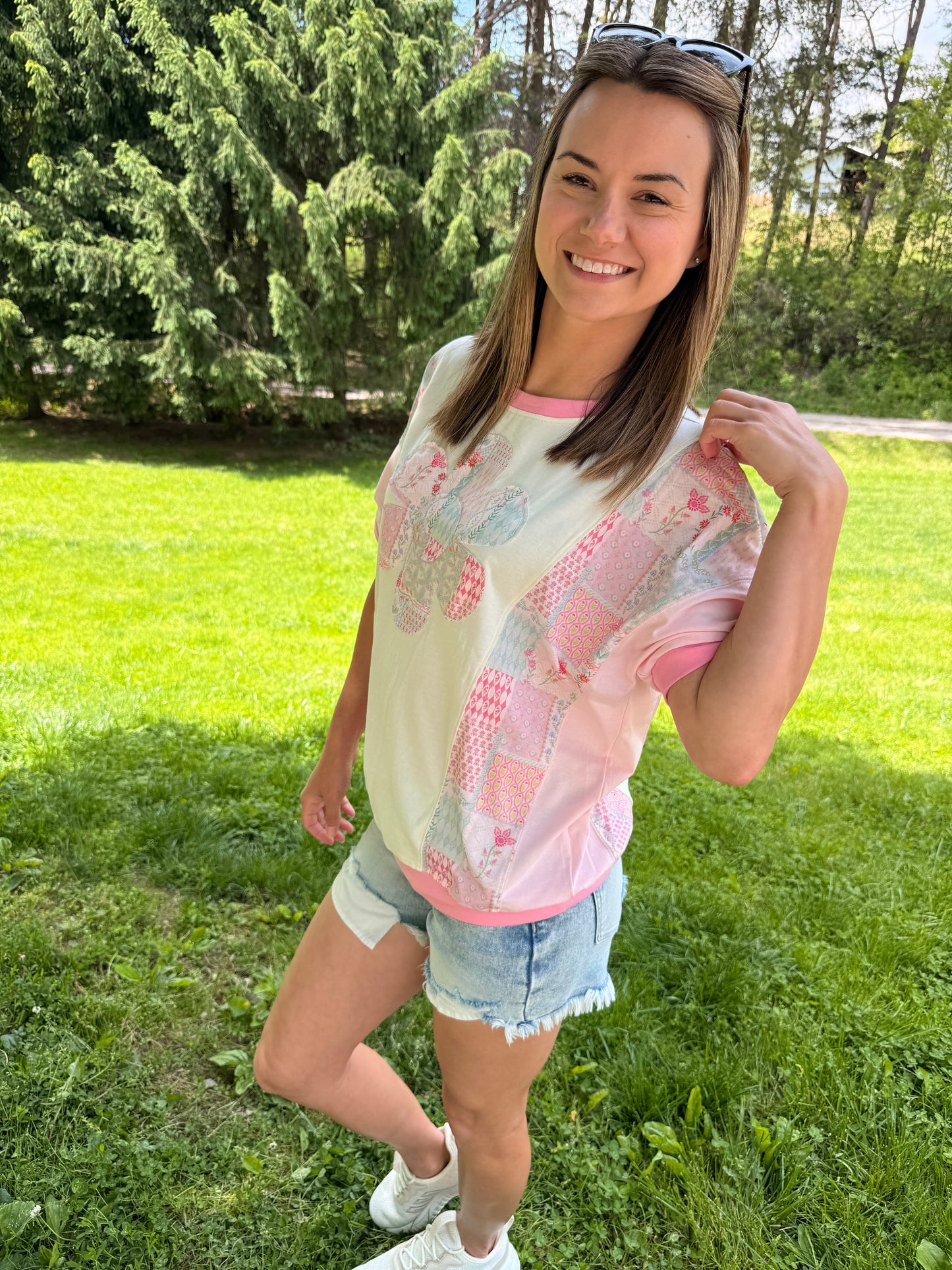 Floral Patchwork Flower Relaxed Top