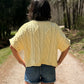 ROUND NECK SHORT SLEEVE KNIT SWEATER TOP: BUTTER YELLOW