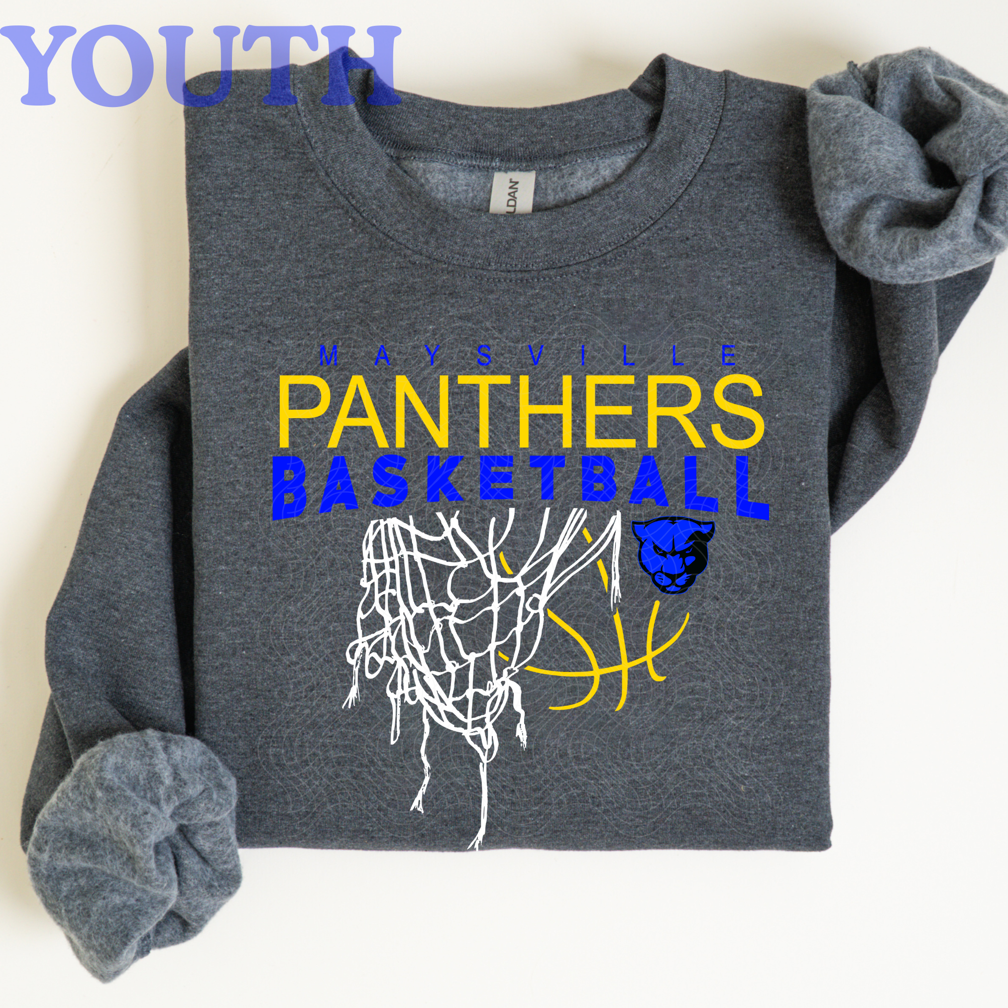 Panthers Mascot Basketball on Charcoal YOUTH