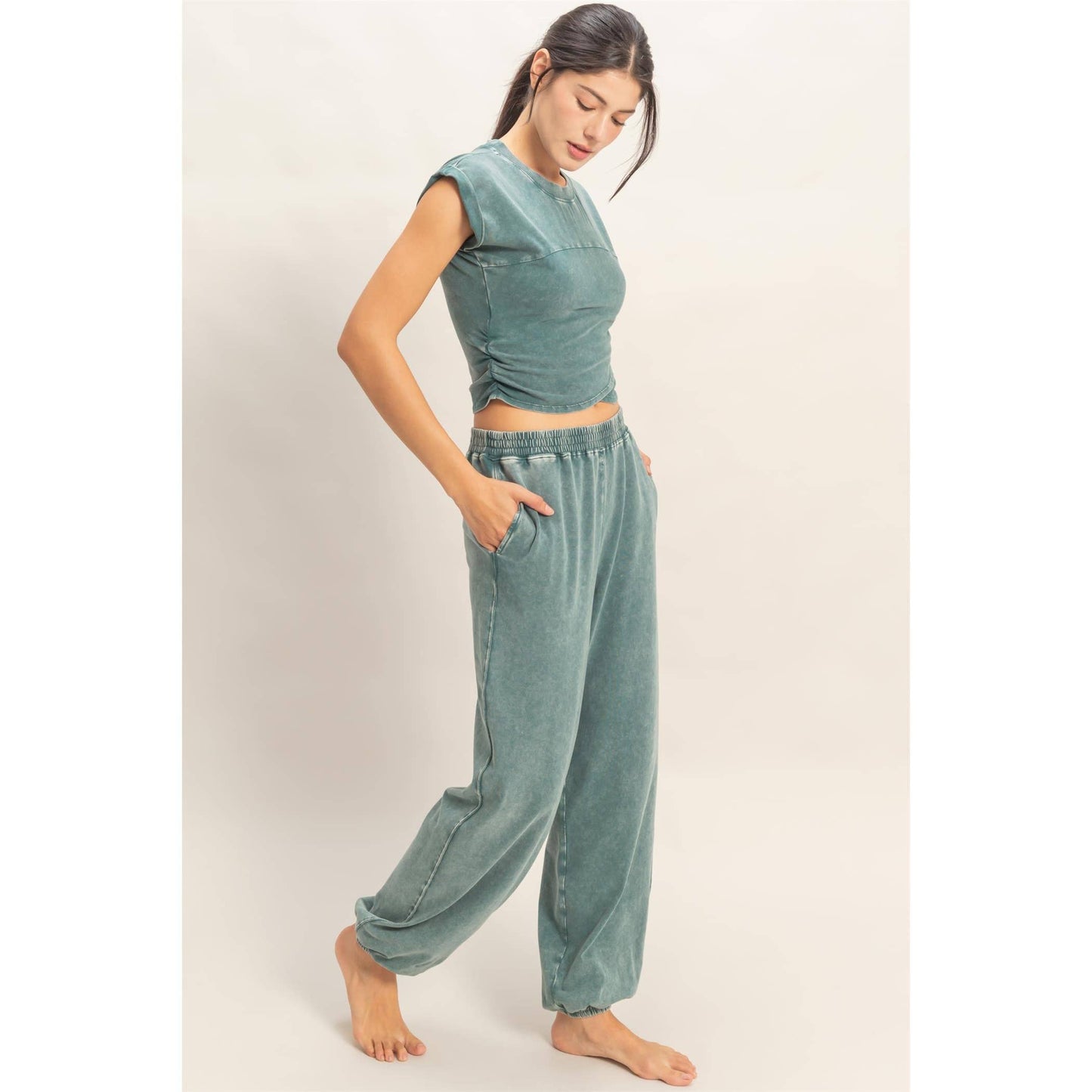 Wrap-Front Crop Top And Jogger Set